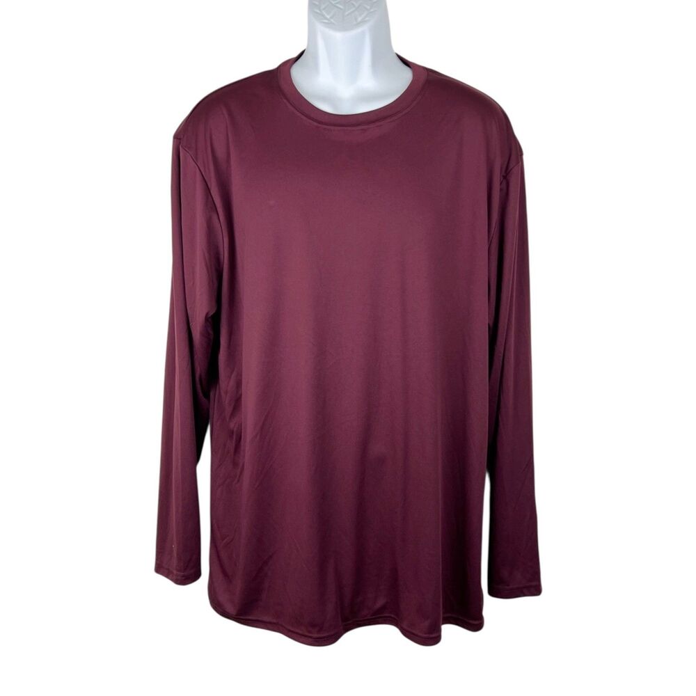 BAW Long Sleeve Shirt Men XL Burgundy Dry Fit Athletic Performance Xtreme-Tek